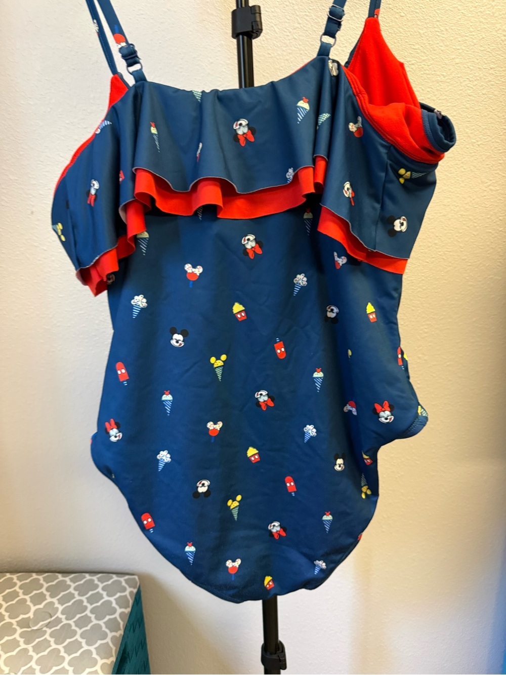 Disney Navy One-Piece Swim with Red Ruffle & Character Print - Picture 5 of 5